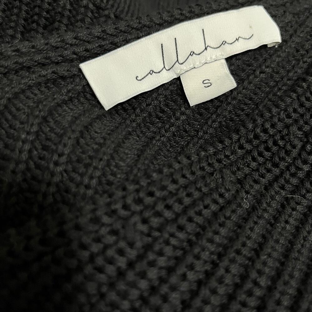 NWT Callahan Black Off Shoulder Slouchy Bell Sleeve Cotton Knit Sweater V Neck S - Picture 4 of 9